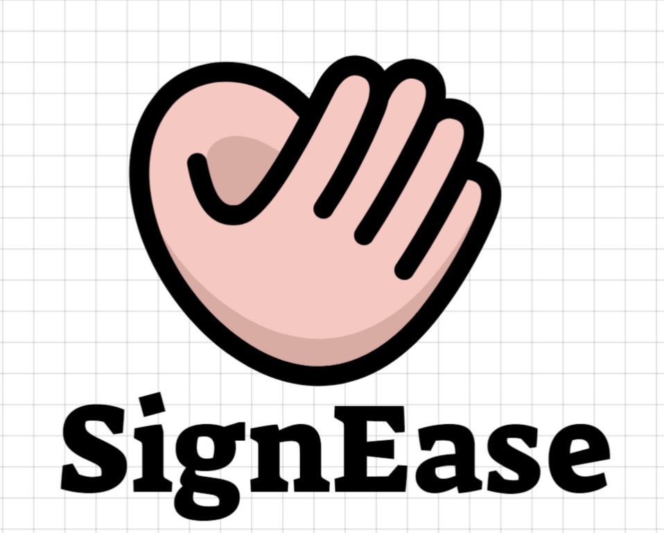 SignEase logo: a pink waving hand above the name SignEase on a grid background.